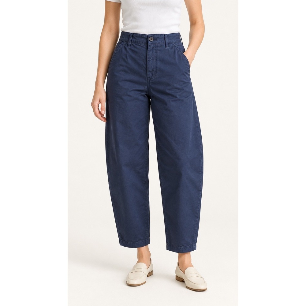 Everlane The Everywhere Pant Women's 2 Navy High Rise Barrel Leg NWT